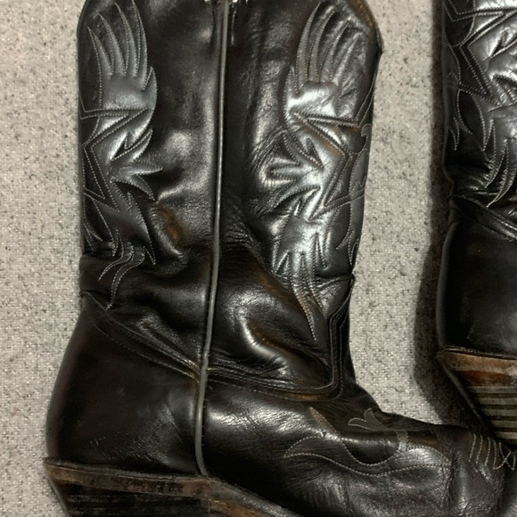 Boulet Cowboy Western Boots Men's Size 10 1/2  2E Black Eagle Leather Canada - Picture 4 of 16